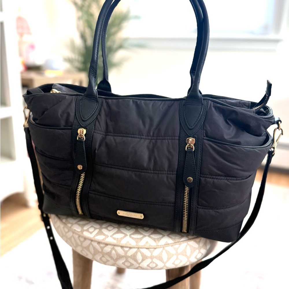 Burberry Black Quilted Baby Bag with Gold Accents